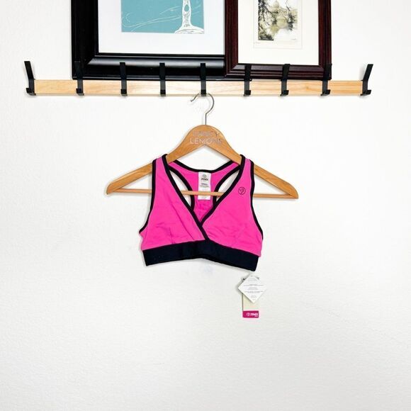 Zumba Flash V-Bra Top in Berry Pink & Black – Small & XS – New with Tags! - Picture 1 of 11